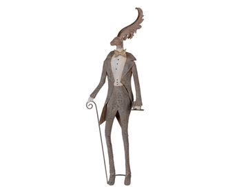 Többszínű fém rénszarvas figura 27x15x84 cm