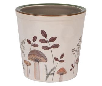 Keramička posuda za cvijeće, bež i smeđa, dizajn gljive, 17x16 cm