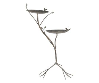 Smeđa i zelena hranilica za ptice od željeza 43x38x78 cm