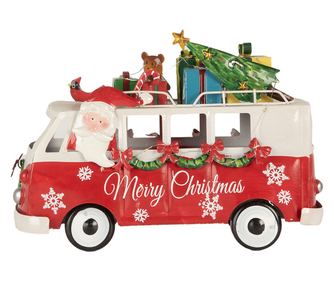 Karácsonyi dekorációs autó, többszínű LED-ekkel, fém, 31x15x21 cm