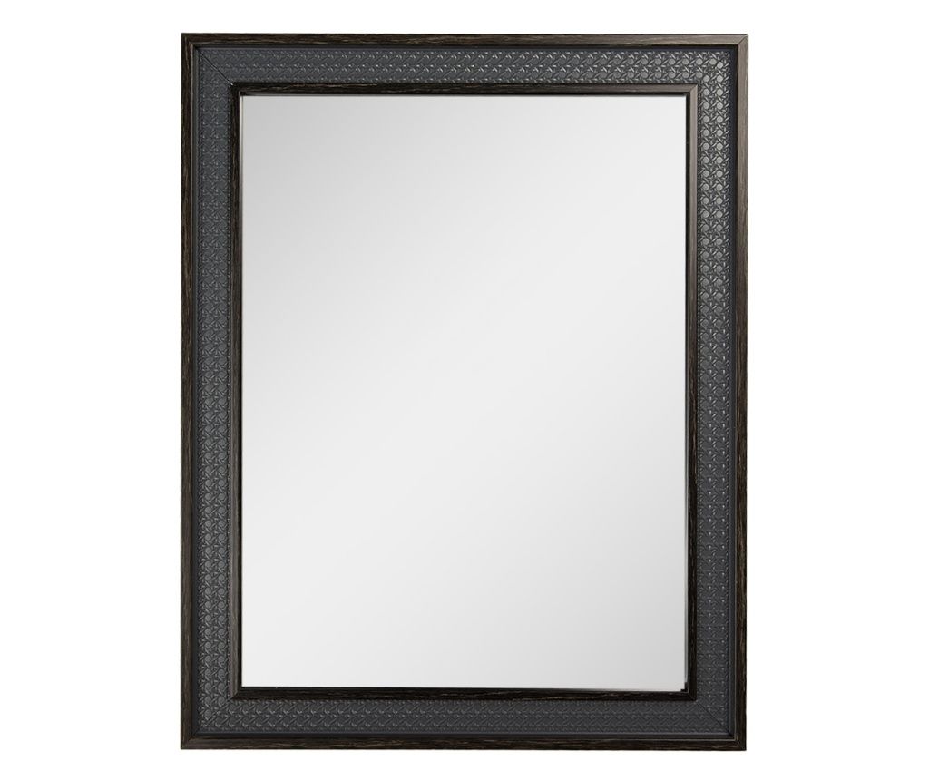 Zidno ogledalo Drvo Tekstil Siva Crna 36x2x46 cm