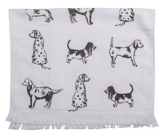 Ręcznik bawełniany do rąk i twarzy w szaro-białe szczeniaczki 40x66 cm