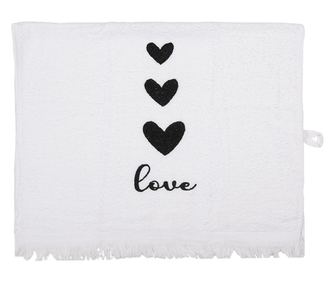 Ljubezen Črno-bela bombažna brisača za roke in obraz 40x66 cm