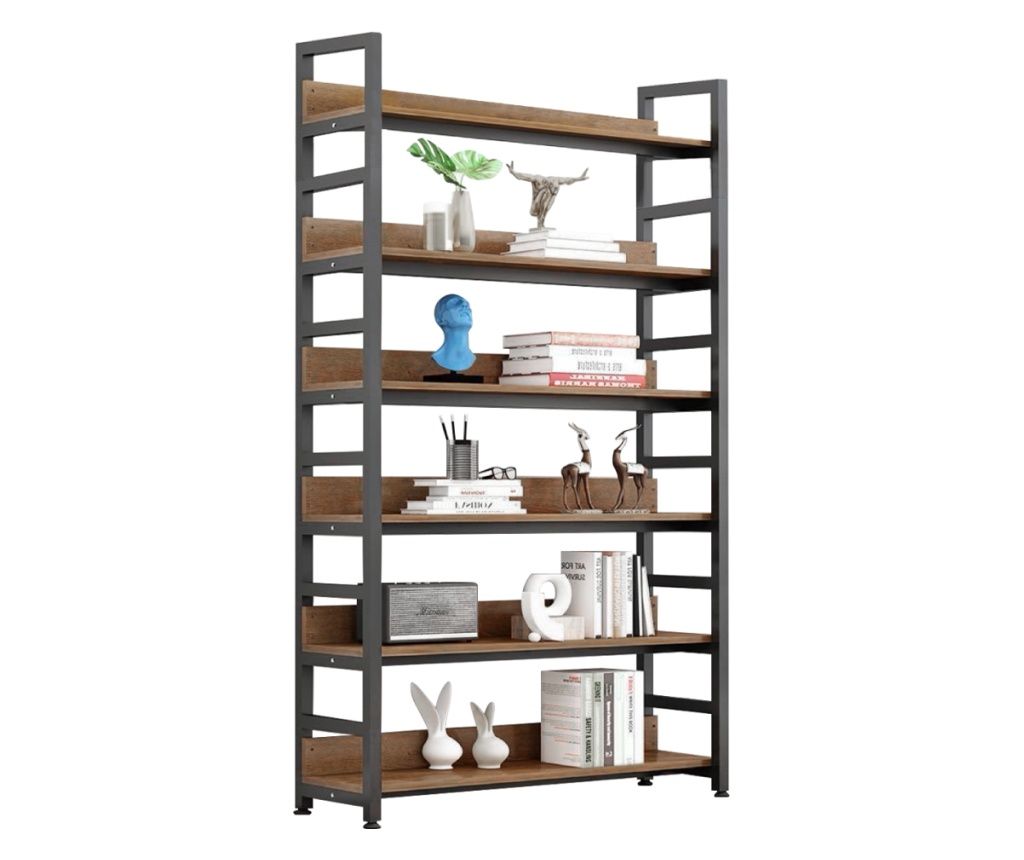 Janel Black Oak Metal MDF Floor Shelf 80x30x175.5 cm