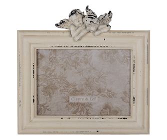 Vintage bílý dřevěný fotorámeček na stůl 24x5x24 cm, 18x13 cm