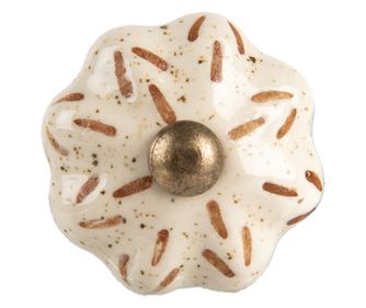 Zestaw 2 beżowo-brązowych ceramicznych gałek do mebli Ø 4x3 cm / S4 cm