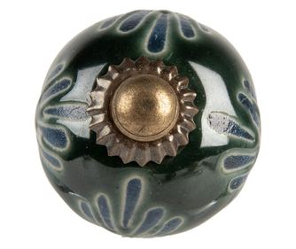 Zestaw 2 zielonych ceramicznych i metalowych gałek do mebli Ø 3x3 cm / S4 cm