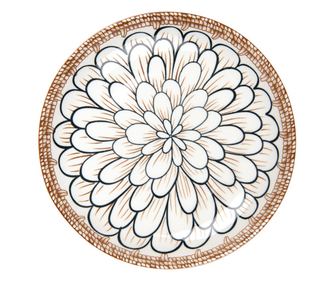 Комплект от 6 керамични чинии кафяво черно бяло 21x3 см