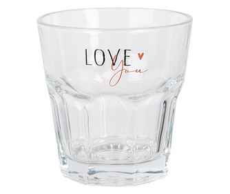 6 darabos, többszínű üvegpohár szett Love Ø 8x8 cm / 200 ml