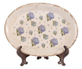 Διακοσμητικός Δίσκος με Πολύχρωμα Κεραμικά Υδραγγεία, 25x18x2 εκ.