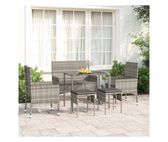 Σετ Επίπλων Κήπου 6 Τεμαχίων με Μαξιλάρια, Γκρι, Συνθετικό Ράταν