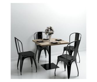 Bisztróasztal, MDF és acél, négyzet alakú, 80x80x75 cm, tölgy színű