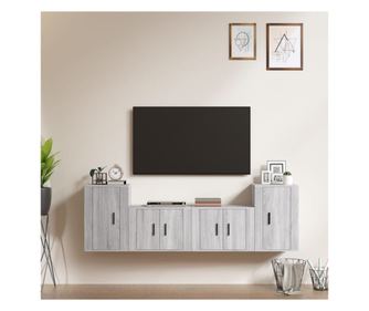 Set dulapuri TV, 4 piese, gri sonoma, lemn prelucrat