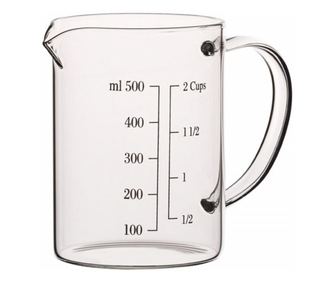 Мерителна кана Pufo, Градуирана, Боросиликатно стъкло, 500 мл, Прозрачна