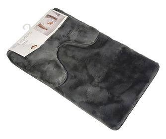 Set 2 covoare baie pufoase, Casa Plastor, 75x45 cm, gri