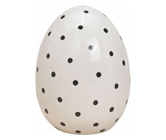 Ou ceramic alb cu buline negre, 16 cm