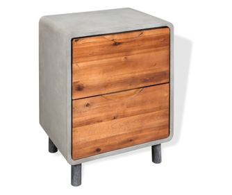 Noćni ormarić Beton i masivno bagremovo drvo 40x30x50 cm