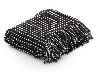Dekorační deka s kostkami, bavlna, 160 x 210 cm, černá