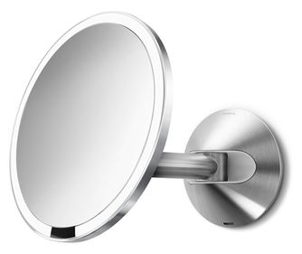 Oglinda cosmetica iluminata de perete, Simplehuman, inox