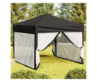 Összecsukható parti sátor, oldalfalakkal, fekete, 3x3 m