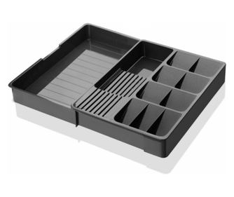 Organizator Tacamuri (30x40cm extensibil la 50x40cm), Antracit, 11 Compartimente