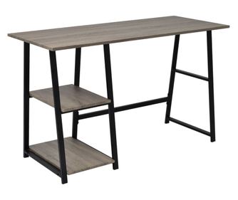 Íróasztal 2 polccal, szürke és tölgy színű