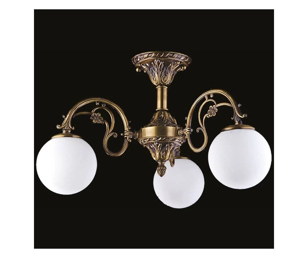 Lustra Primo cu 3 Brate, Desing Clasic, Finisaj Bronz Antichizat, Abajur Alb - Bussy Lighting 7210-52-43