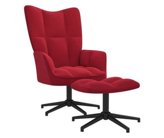 Sedež za sprostitev s taburejem, vino rdeče, žamet