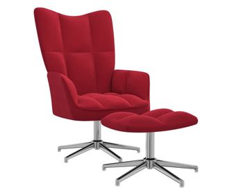 Sedež za sprostitev s taburejem, vinsko rdeč, žamet