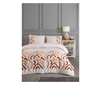 Dupla ágyra való ágyneműgarnitúra, Story Home, 100% hímzett ranforce pamut, 144 TC, 4 részes (paplanhuzat 200x220 cm, lepedő 220