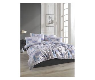 Dupla ágyra való ágyneműgarnitúra, Story Home, 100% ranforce pamut, 144 TC, 4 részes (paplanhuzat 200x220 cm, lepedő 220x240 cm,