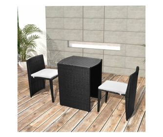 Bistro set s jastucima, 3 dijela, crna, poliratan