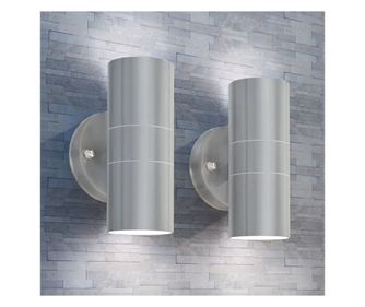 Vanjska zidna LED svjetiljka 2 kom, nehrđajući čelik, gore/dolje