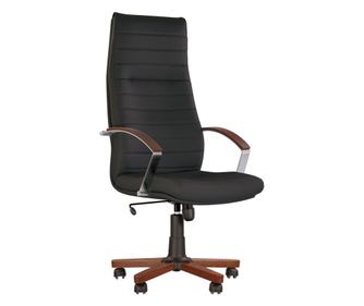 Upravljačka stolica IMIS WOOD, Crna ekološka koža