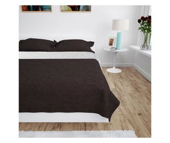 Διπλής Όψης Κουβέρτα Κρεβατιού με Καπιτονέ, 230x260 εκ., Κρεμ και Καφέ