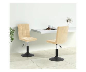 Zakretne kuhinjske stolice, 2 kom., krem, baršun