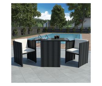 Bistro set s jastucima, 3 dijela, crna, poliratan