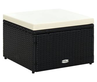 Otomanski tabure od poliratana, 53 x 53 x 30 cm, crni