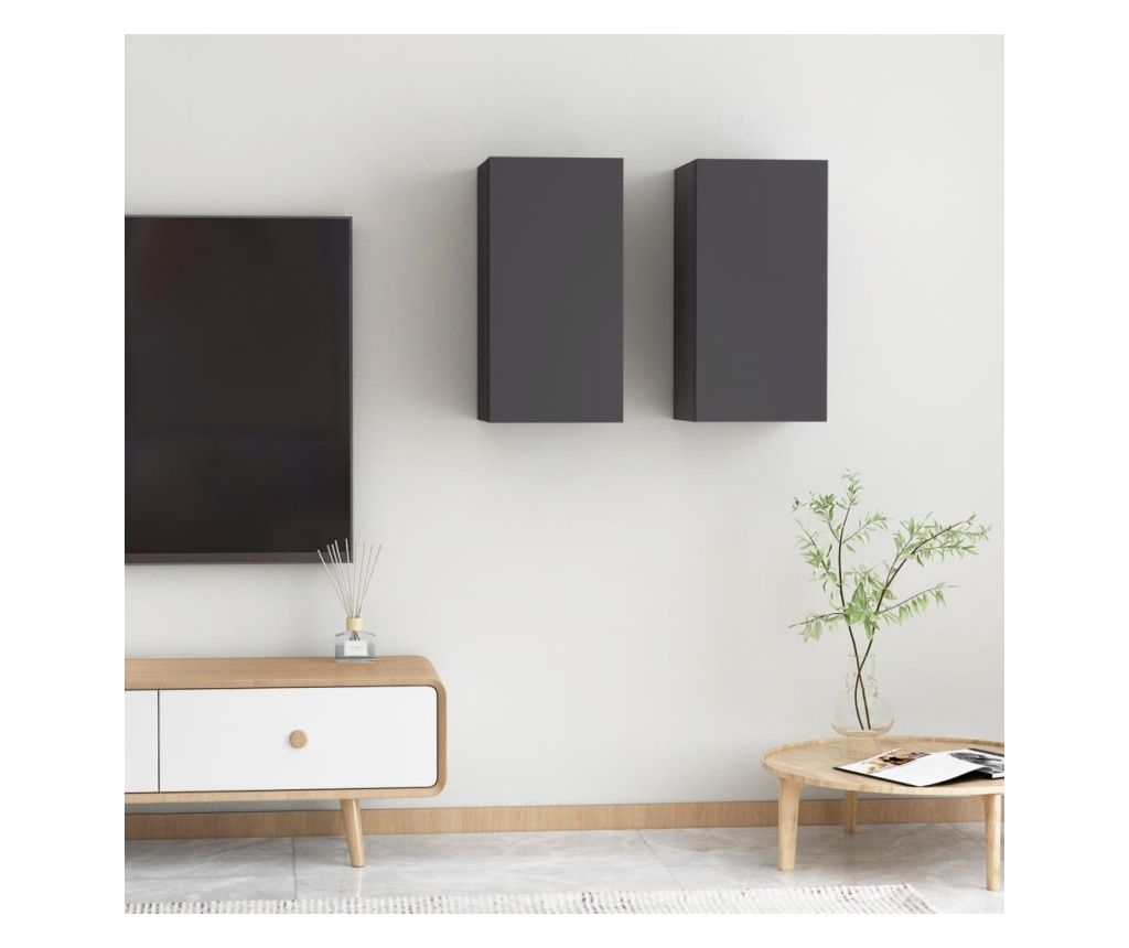 Comode TV, 2 buc., gri, 30,5x30x60 cm, PAL