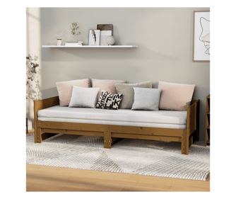 Proširivi dnevni krevet, smeđi med, 2x(90x190) cm, masivno drvo bora