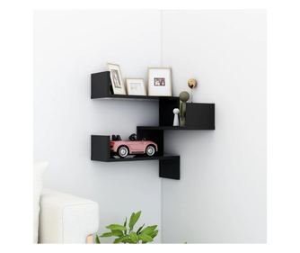 Półka narożna, czarna, wysoka połysk, 40x40x50 cm, płyta wiórowa