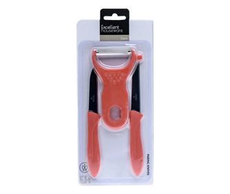 Zestaw 3 obieraczek do owoców i warzyw Koopman, stal nierdzewna/ABS, kolor czerwony