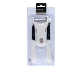 Zestaw 3 obieraczek do warzyw i owoców Koopman, stal nierdzewna/ABS, biały