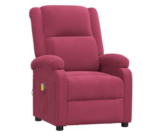 Naslonjač za masažu s nagibom, vinsko crvena, baršun