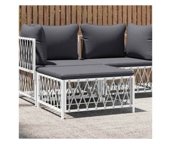 Vrtna klupa s jastukom, bijela, tkanina