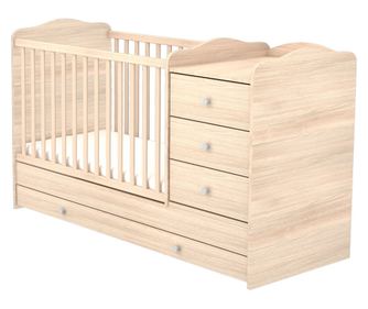 Κρεβάτι μετατρέψιμο για παιδιά από ξύλο με 4 συρτάρια Hubners Eva Kombi 120x60 cm φυσικό