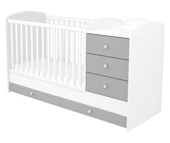 Κρεβάτι μετατρέψιμο για παιδιά από ξύλο με 4 συρτάρια Hubners Patrik Kombi 120x60 cm λευκό γραφίτη