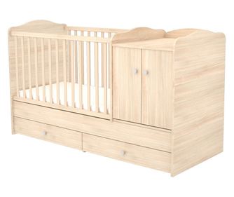 Κρεβάτι μετατρέψιμο για παιδιά από ξύλο με 2 συρτάρια Hubners Eva Maxi Kombi 120x70 cm φυσικό