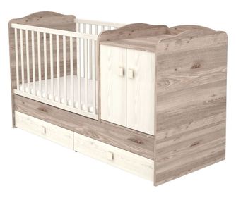 Κρεβάτι μετατρέψιμο για παιδιά από ξύλο με 2 συρτάρια Hubners Sofia Maxi Kombi 120x70 cm κρεμ άμμος