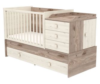 Κρεβάτι μετατρέψιμο για παιδιά από ξύλο με 5 συρτάρια Hubners Sofia Multi Kombi 120x70 cm κρεμ άμμος